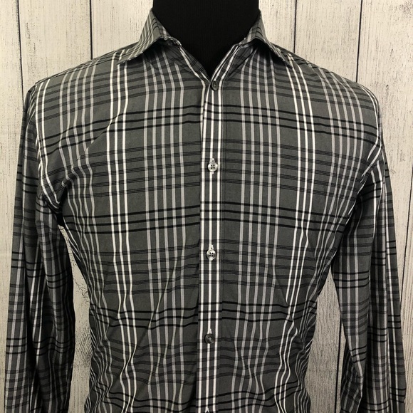 John Varvatos Other - John Varvatos Luxe M Gray Check Button-Front Shirt